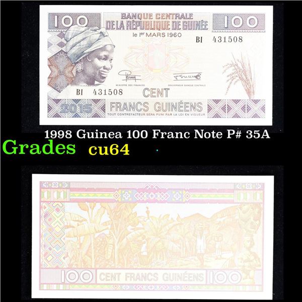 1998 Guinea 100 Franc Note P# 35A Grades Choice CU