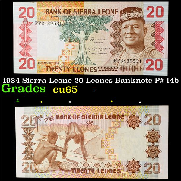 1984 Sierra Leone 20 Leones Banknote P# 14b Grades Gem CU