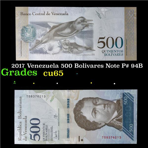 2017 Venezuela 500 Bolivares Note P# 94B Grades Gem CU
