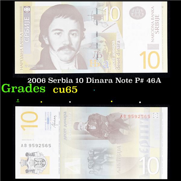 2006 Serbia 10 Dinara Note P# 46A Grades Gem CU
