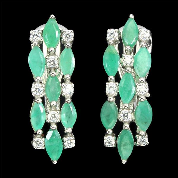 Natural Marquise Colombian Emerald Earrings