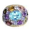 Image 1 : Natural Swiss Blue Topaz Tourmaline Tanzanite Ring