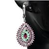 Image 2 : Natural Rhodolite Garnet & Colombian Emerald  Earrings