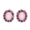 Image 1 : Natural Unheated Oval Pink Opal Rhodolite Garnet Earrings