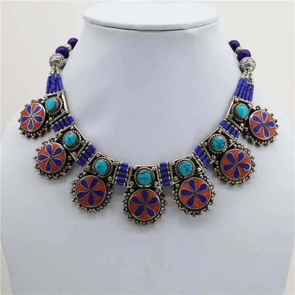 Tibet Natural Stone Tribal Queen Royal Necklace