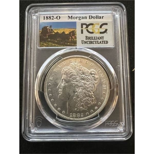 1882-O Morgan Silver Dollar - Stage Coach Label (PCGS Brilliant Uncirculated)