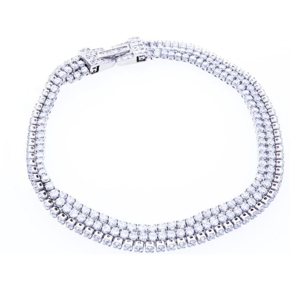 Fancy Triple Strand Tennis Style Bracelet - Swarovski Set