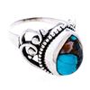 Image 1 : 925 Sterling Silver Ring, Pear Shape Bezel Set Turquoise. Size 10