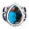 Image 2 : 925 Sterling Silver Ring, Pear Shape Bezel Set Turquoise. Size 10