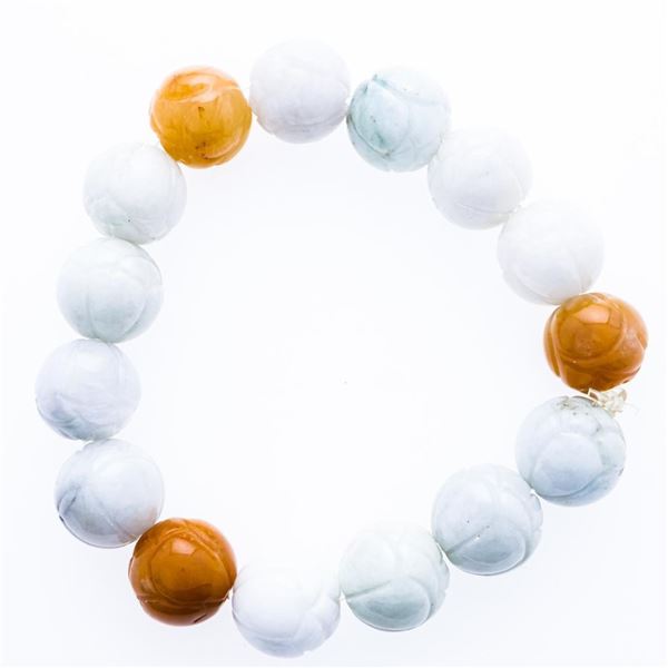 Genuine Jade Bead Bracelet 8-100mm - Each Bead Has Hand Carved Design