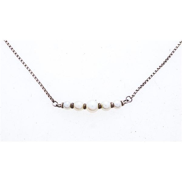 Vintage 925 Sterling Silver Pearl Necklace