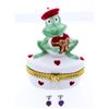 Image 1 : Fine Porcelain Frog w/ Heart Jewelery Box- Plus Pair of Stud Earrings