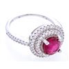 Image 1 : 925 Sterling Silver Ring, Genuine Round Cut Ruby =1ct. With Halo of CZ