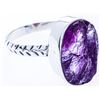 Image 1 : Sterling Silver Ring Size 9 - Genuine Amethyst In the Rough