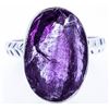 Image 2 : Sterling Silver Ring Size 9 - Genuine Amethyst In the Rough