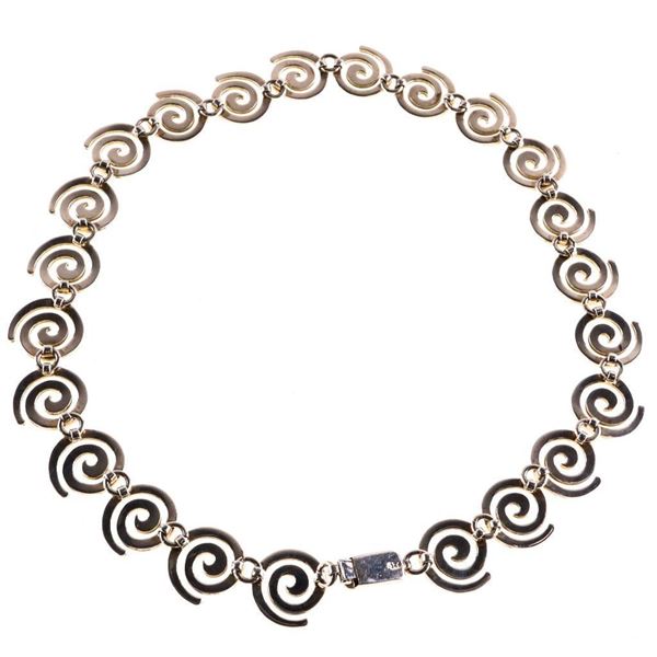 925 Sterling Silver Fancy Swirl Design Choker Neclace Over 60 Grams
