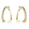 Image 1 : 24kt G.P. Hoop Style Earrings w Pearls & Swarovski Elements