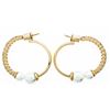 Image 2 : 24kt G.P. Hoop Style Earrings w Pearls & Swarovski Elements
