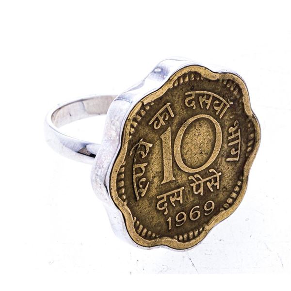 925 Sterling Silver Ring Size 7, 1969 India Coin Ring