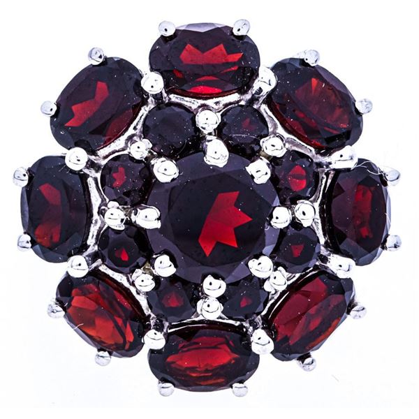 .925 Sterling Silver Ring, Size 6.5, 17 Natural Pyrope Garnets = 6.07ct TW, Appraisal :$655.00