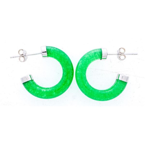 Jade Hoop Style Earrings, Stud Backs