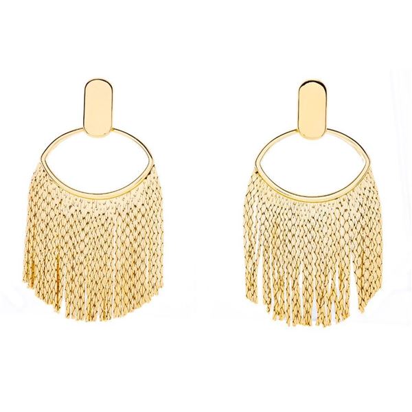 24kt G.P. Multi Chain Drop Style Earrings, Stud Backs