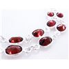 Image 2 : 925 Sterling Silver Bracelet, Double Row Bezel Set Genuine Oval Cut Garnets