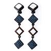 Image 1 : Designer "MM" 4 Tier Drop Earrings, Square Links set w/ Swarovski Elements, Antique Black Gold w/Cli