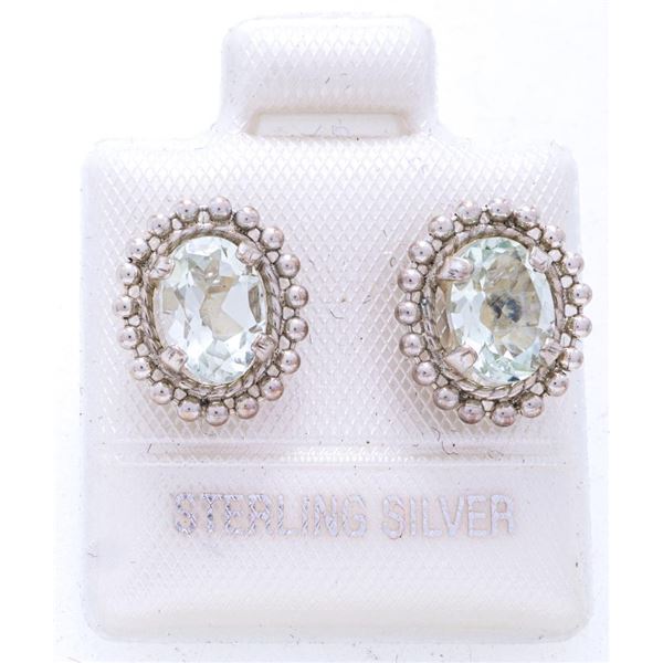 925 Sterling Silver Oval cut Genuine Green Amethyst Earrings