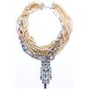 Image 1 : Designer "MM" Multi Strand Pearl & Fancy Cut Swarovski Elements Necklace, Hand Made in USA, One of A