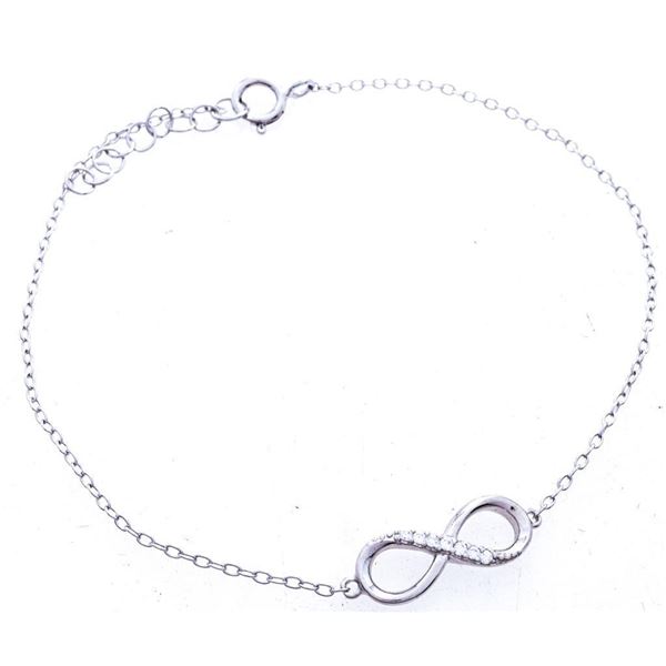 925 Sterling Silver Bracelet, Diamond Set Infinity Design