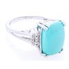 Image 1 : 925 Sterling Silver Ring, 6 Diamonds & Rectangular Turquoise