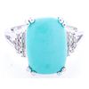 Image 2 : 925 Sterling Silver Ring, 6 Diamonds & Rectangular Turquoise