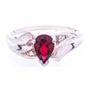 Image 2 : 925 Sterling Silver Pear Cut ruby & Diamond Ring, Size 7