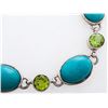 Image 2 : 925 Sterling Silver Bracelet, Oval Turquoise Peridots