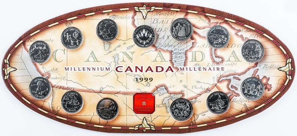 99th Rd Coin OFFICIAL RCM 1999 MILLENIUM COINBOARD AND UNCIRCULATED 13-COIN ...
