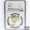 Image 1 : 1925 Silver Peace Dollar NGC MS65