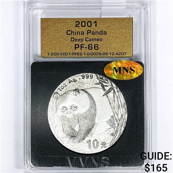 2001 1oz silver China Panda MNS PF66 Deep Cameo