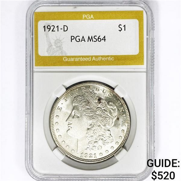 1921-D Morgan Silver Dollar PGA MS64