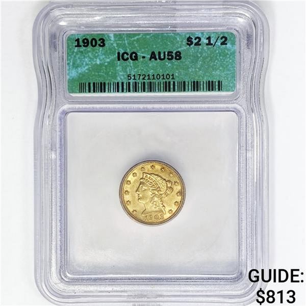 1953 $2.50 Gold Quarter Eagle ICG AU58