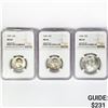 Image 1 : 1939-1950 Varied US Silver Coinage NGC MS64 (3 Coins)