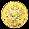 Image 2 : 1898 Russia .1245oz Gold 5 Roubles UNCIRCULATED