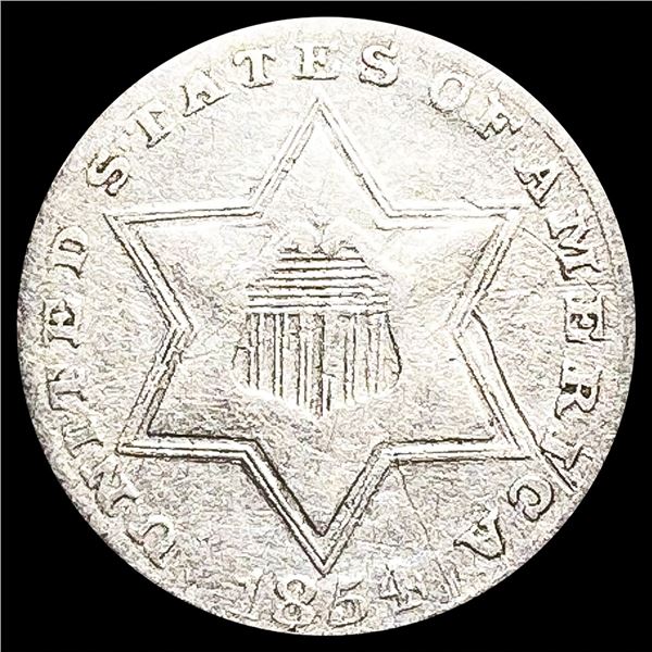 1854 Silver Three Cent LIGHTLY CIRCULATED