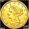 Image 1 : 1887 $2.50 Gold Quarter Eagle CHOICE BU