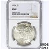 Image 1 : 1934 Silver Peace Dollar NGC MS61