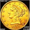 Image 1 : 1891-CC $5 Gold Half Eagle CHOICE BU