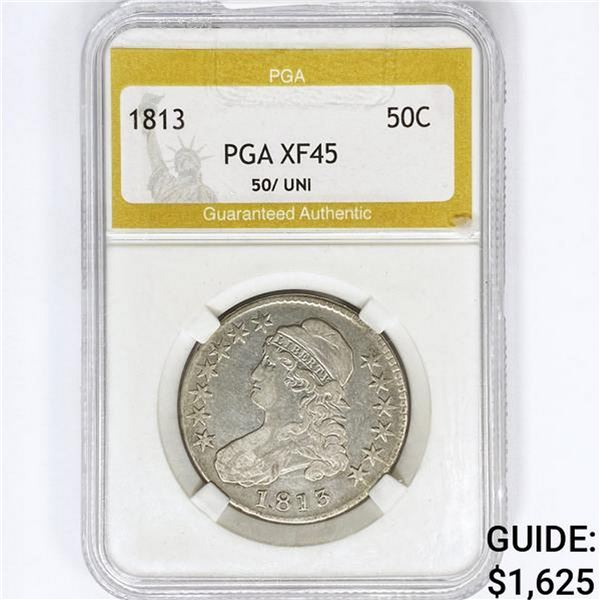 1813 Capped Bust Half Dollar PGA XF45 50/UNI