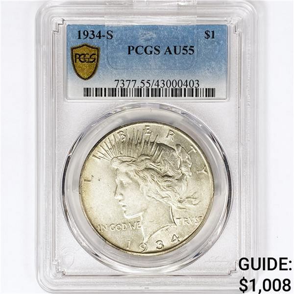 1934-S Silver Peace Dollar PCGS AU55