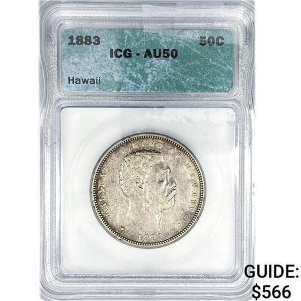 1883 Kingdom of Hawaii Half Dollar ICG AU50
