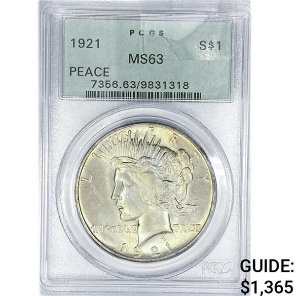 1921 Silver Peace Dollar PCGS MS63